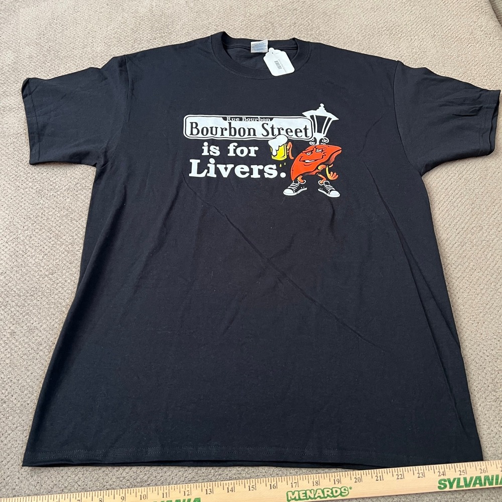 Vintage 2000s Bourbon Street Is For Livers New Orleans T-Shirt Black Large